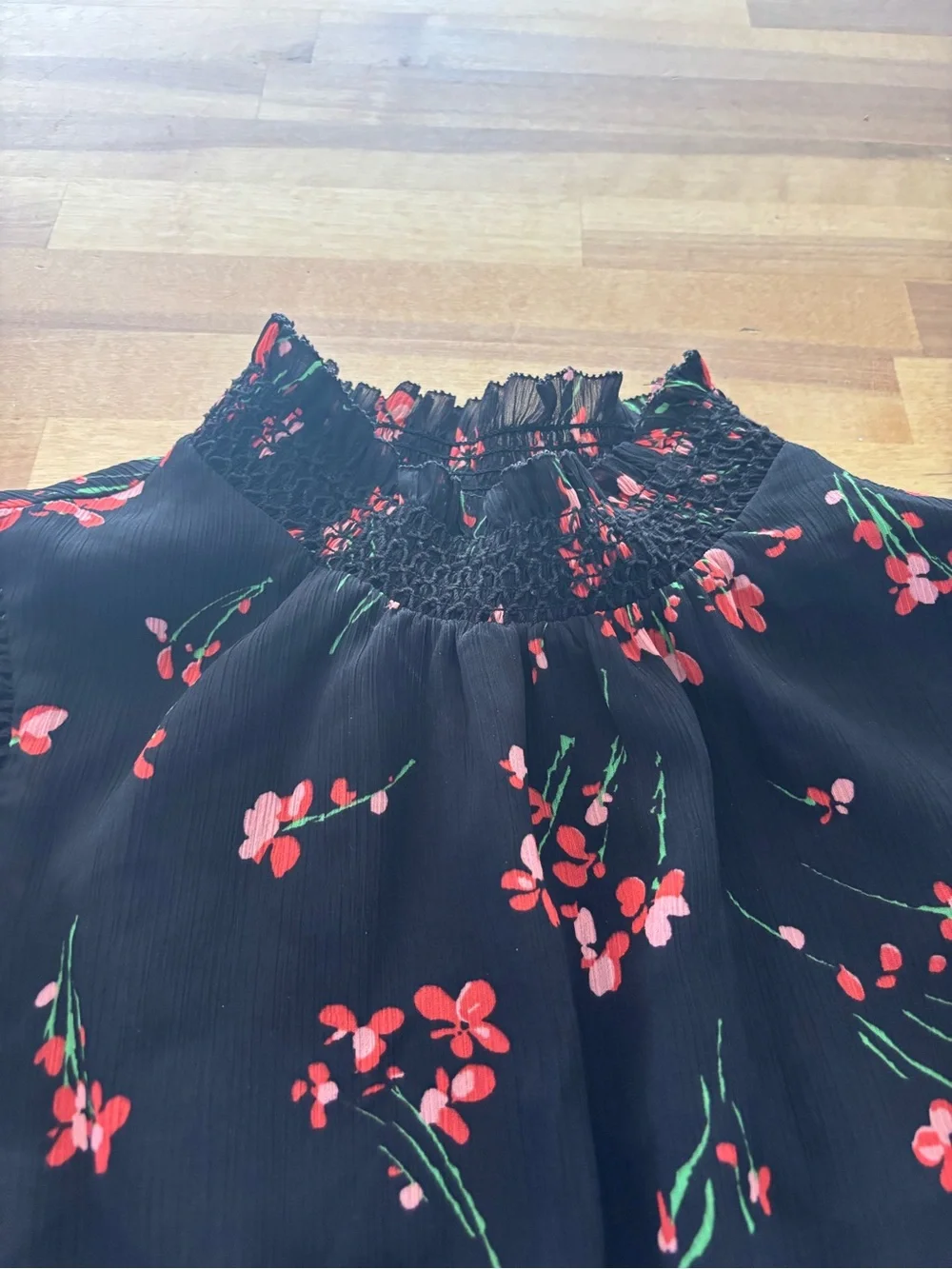 J. Crew Black Floral Ruffle Hem Sleeveless Blouse - size 2